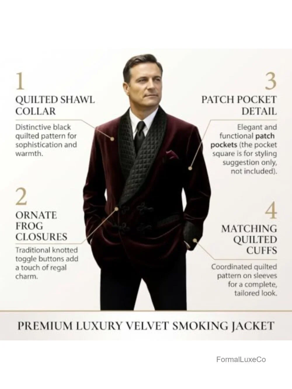 Men's Velvet Smoking Jacket Double Breasted Shawl Lapel Formal Suit Coat